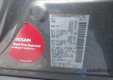 2017 Nissan Rogue Sl from USA, damaged, VIN 5N1AT2MV9HC777117
